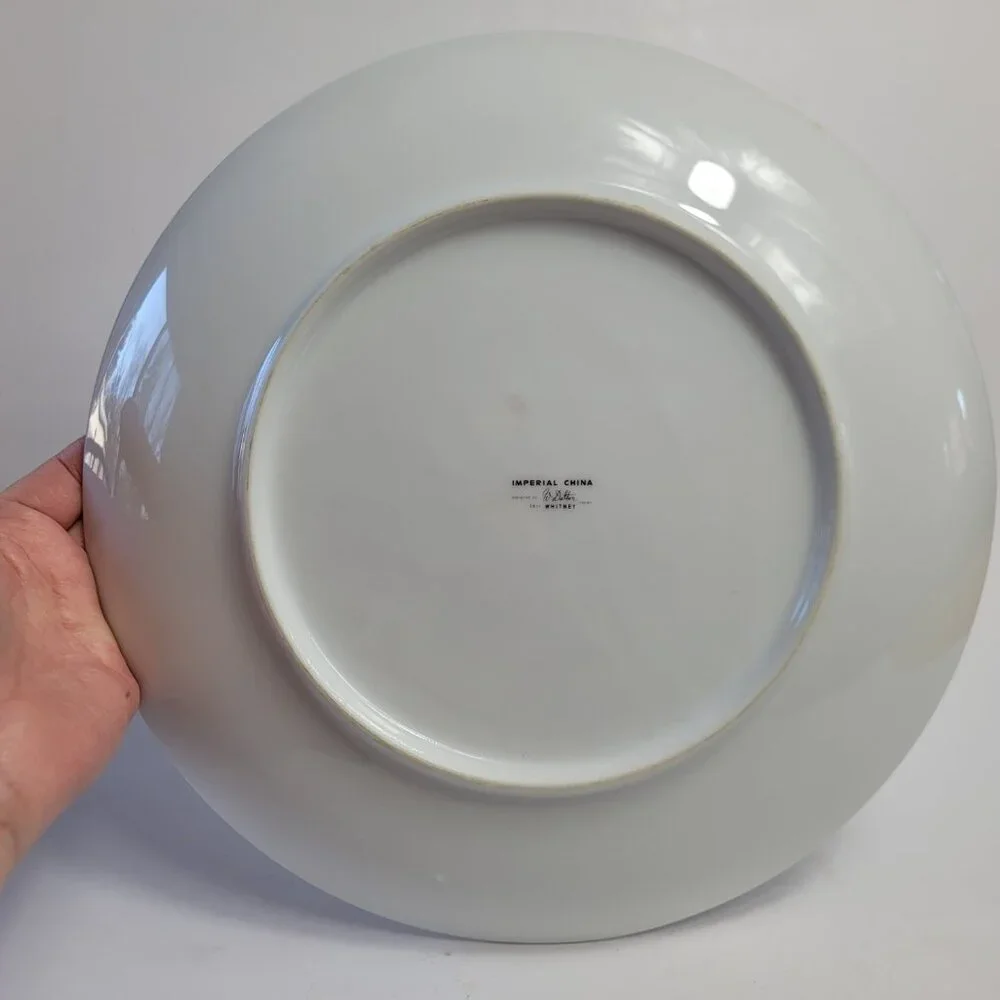 Imperial China Whitney Chop Plate White Gray Band Leaf Scrolls W. Dalton